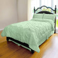 Green 3-Piece Microfiber Pinch Pleat Duvet Cover U416245
