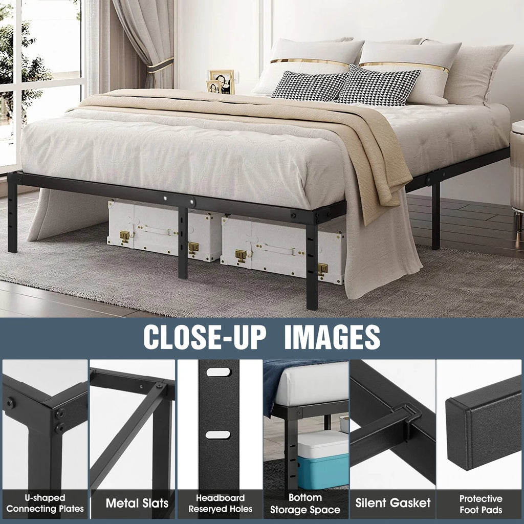 Metal Platform Bed Frame with Built-in Storage Full Size C996