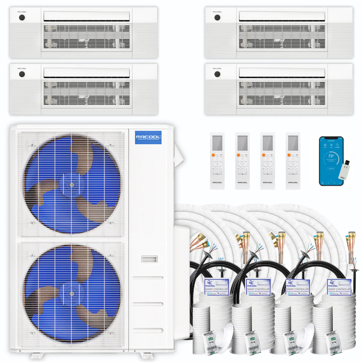 45,000 BTU 4 Zone Ceiling Cassette Ductless Air Conditioner and Heat Pump O93622