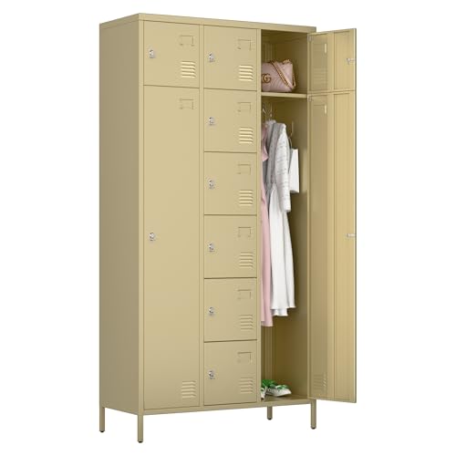 72" H Metal Storage Lockers with Doors and Rod, 7+1 Doors, Camel J559909