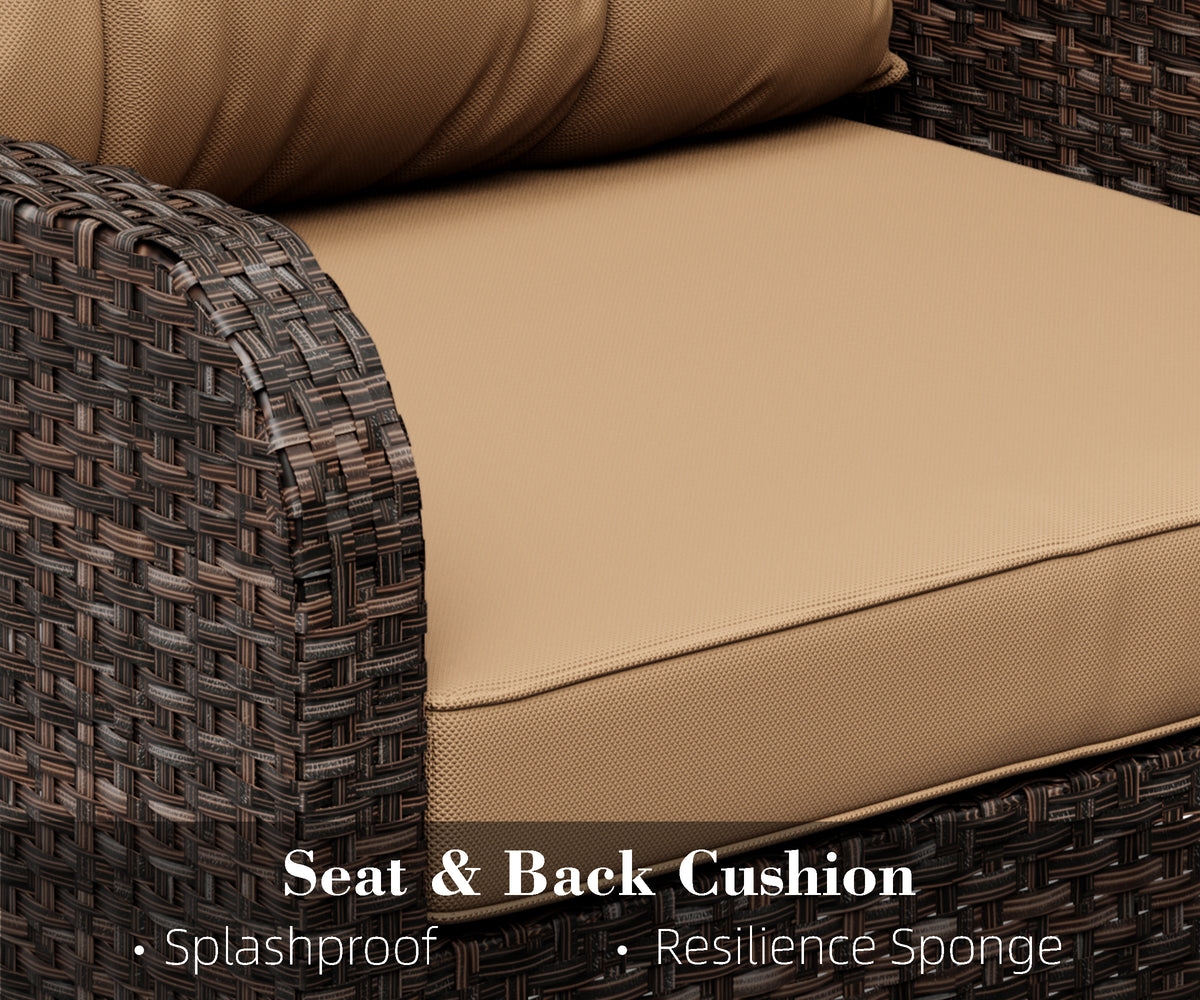 4-Piece Rattan Wicker Sofa Set with Cushions & Coffee Table R192733