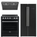 30 Electric Range, Range Hood and Refrigerator in Black J496450