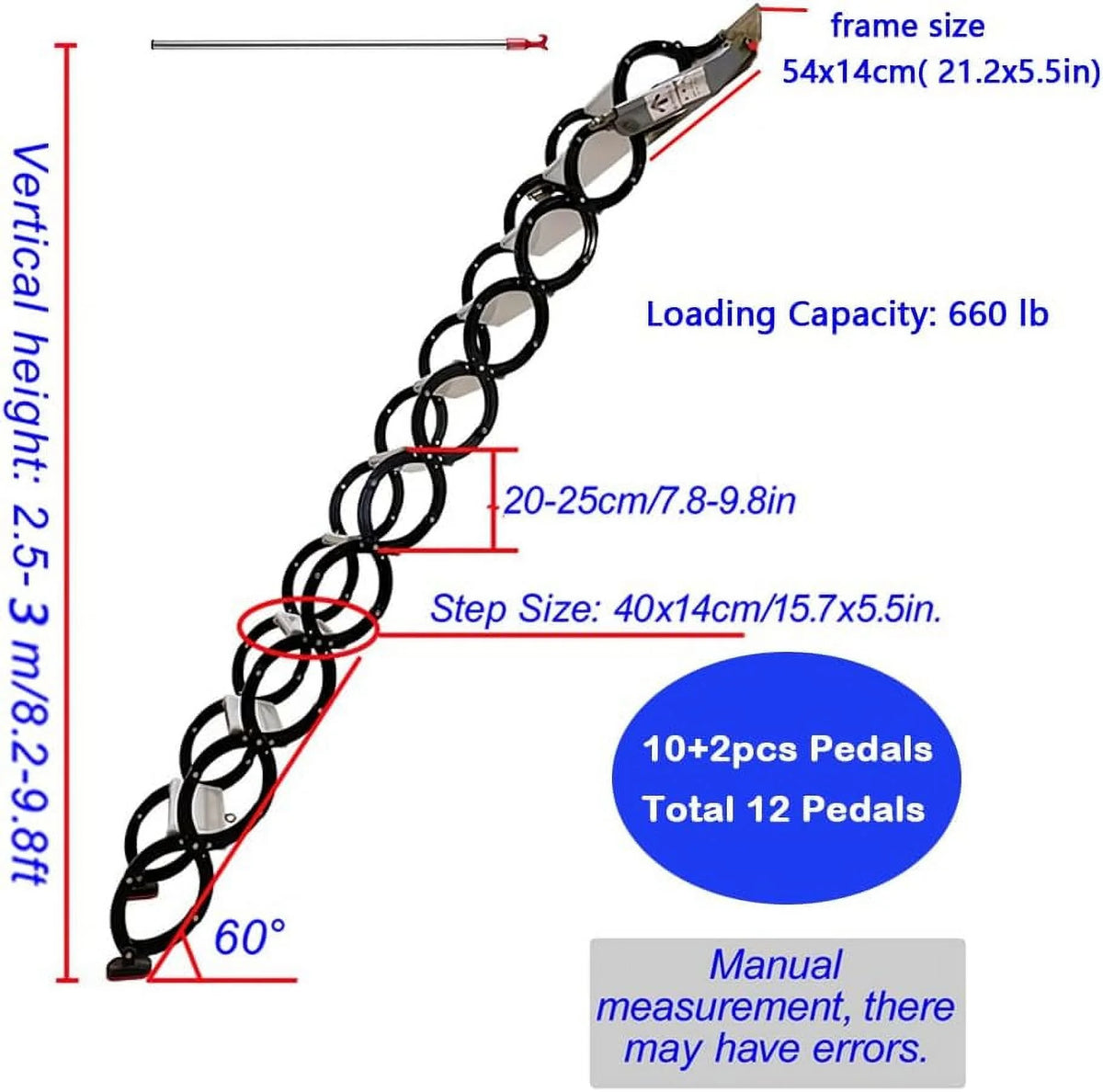 Black Wall Mounted Telescopic Folding Ladder H2585