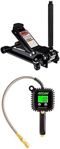 2 Ton Low Profile Quick Rise Steel Floor Jack and Digital Tire Inflator with Stainless Steel Hose A87525
