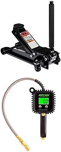 2 Ton Low Profile Quick Rise Steel Floor Jack and Digital Tire Inflator with Stainless Steel Hose A87525