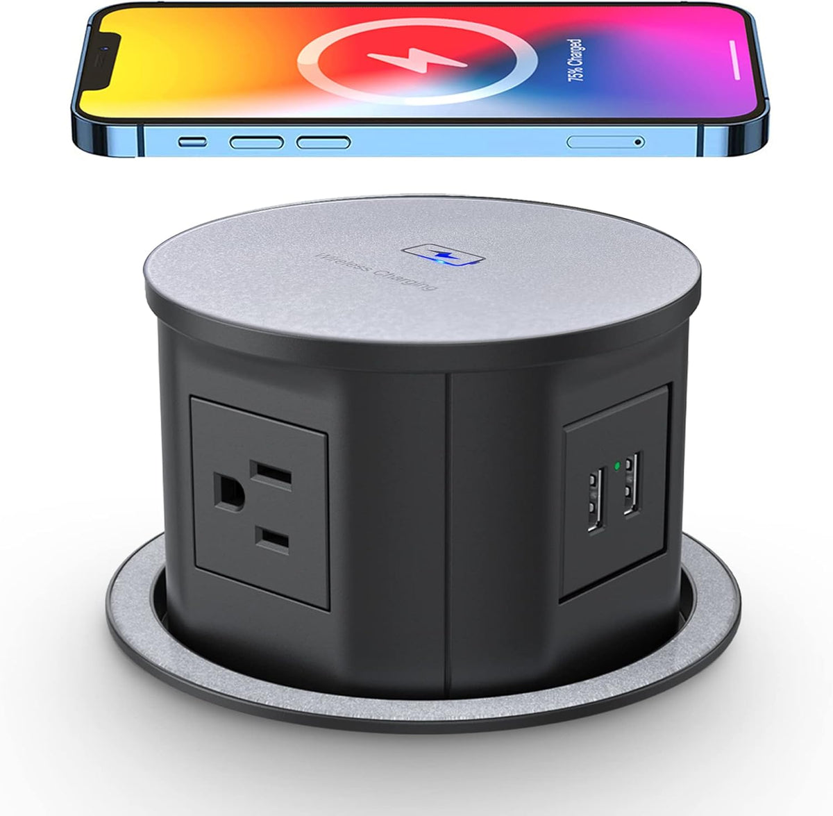 Pop Up Power Outlet with 10W Wireless Charger, 4 Outlets, 2 USB W588