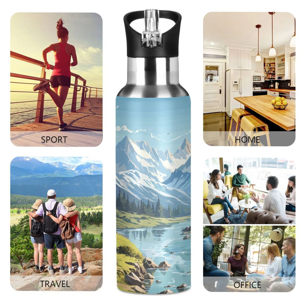 Insulated Stainless Steel Water Bottle with Straw Lid 20 oz N106