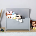 Grey Wooden Toy Box Storage Chest with Safety Hinge J331613