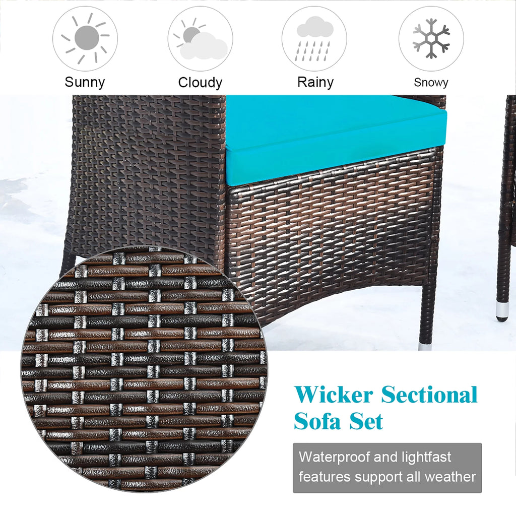 4PCS PE Rattan Wicker Patio Sofa Furniture Set With Cushion Q21757