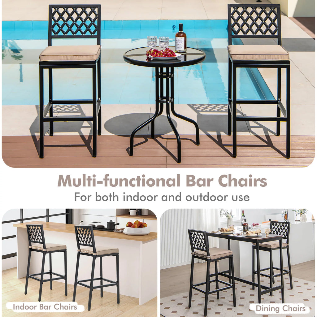 Set of 2 Metal Bar Stools with Cushion A1507