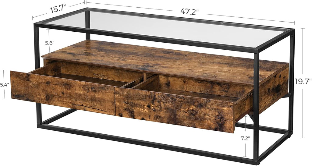 Rustic Brown and Black TV Cabinet with 2 Drawers G651588