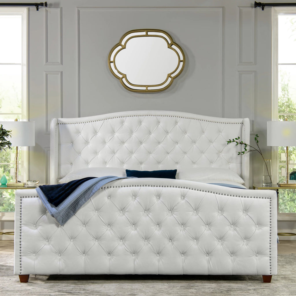 Tufted Wingback King Bed Bright White X92465