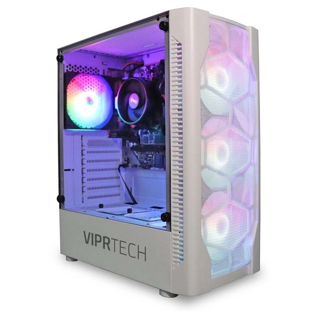 Whiteout Gaming PC Desktop Computer AMD Ryzen 5 5600G 16GB DDR4 128GB SSD 1TB HDD B2601