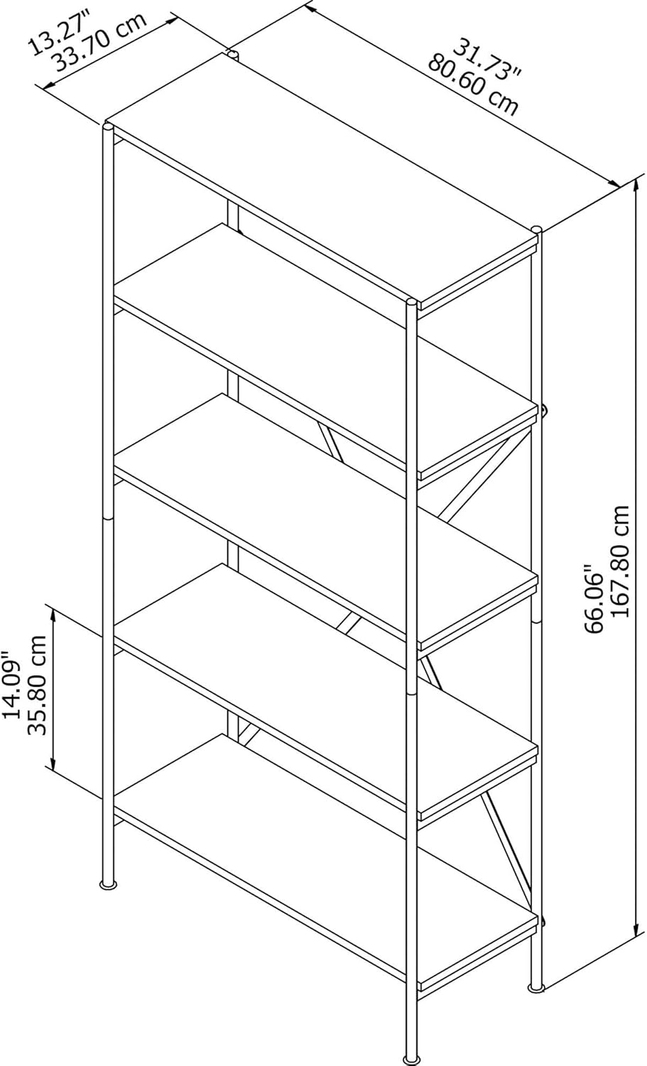 Vintage Golden Pine 5 Shelf Etagere Bookcase D2098