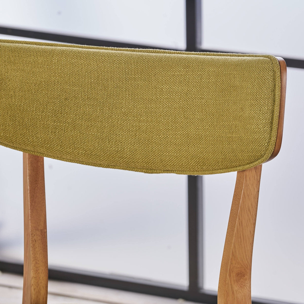 Set of 2 Light Beige Fabric Dining Chairs with Natural Oak Finish S4371