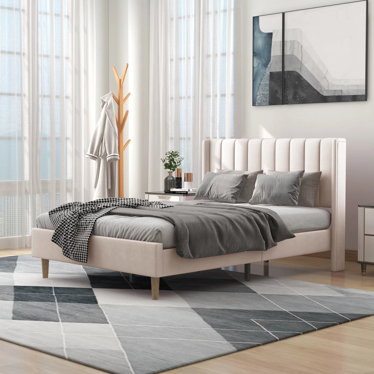 Twin Size Upholstered Platform Bed Frame G602