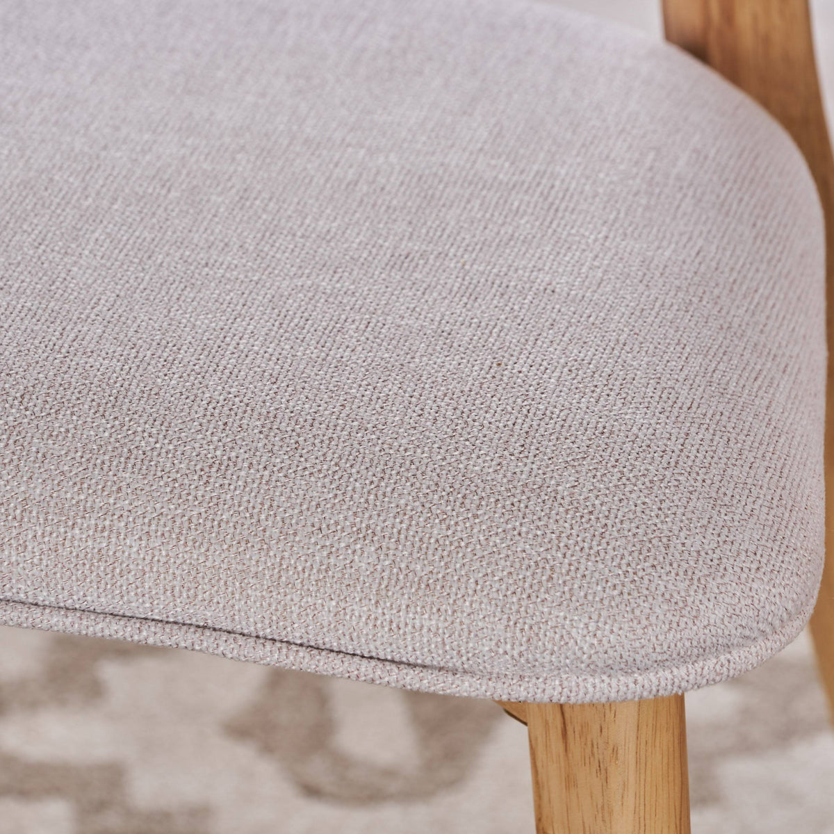 Set of 2 Light Beige Fabric Dining Chairs with Natural Oak Finish S4371