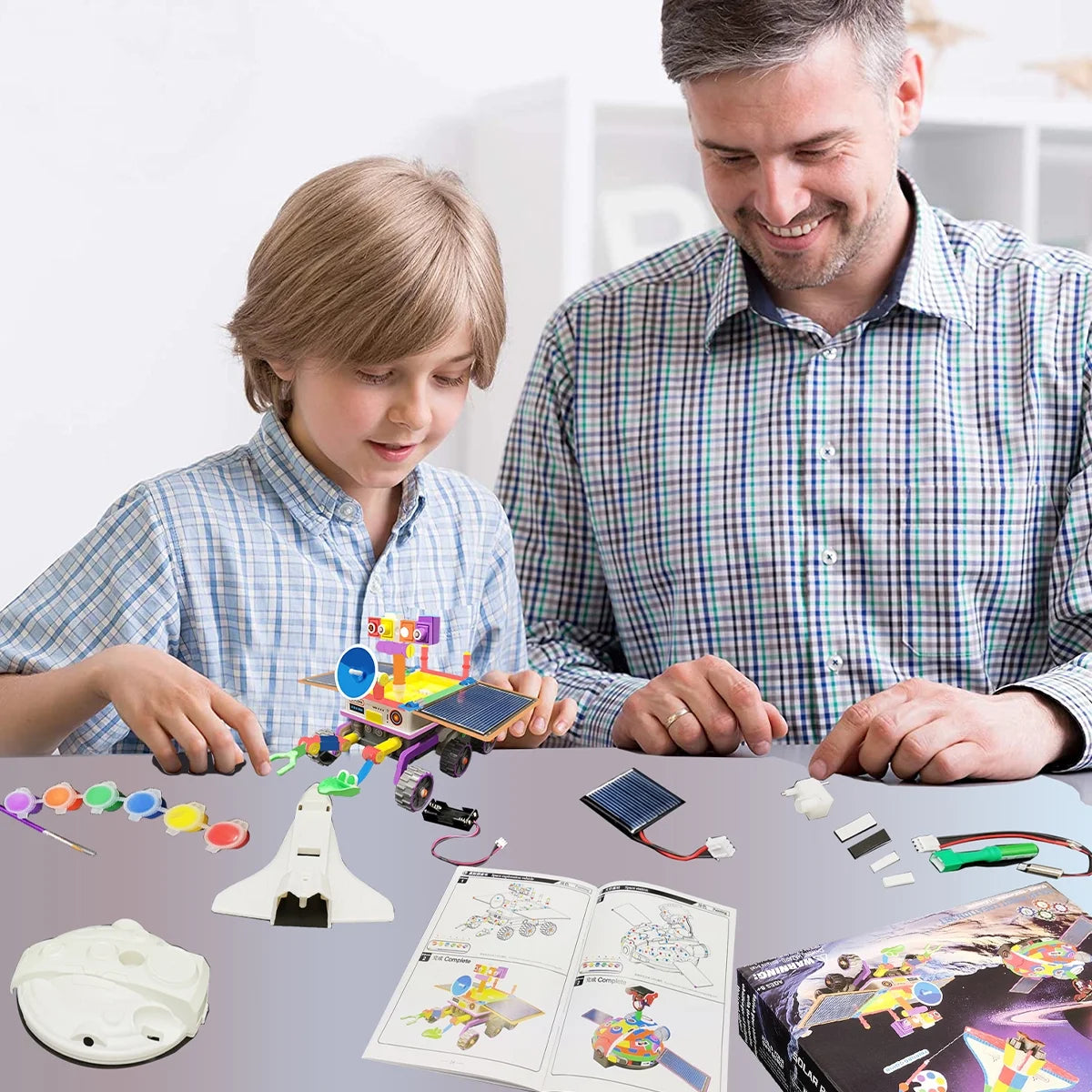 3 In 1 Solar Robot Kit with Paints and Paintbrush DIY Science Experiments Toys P24135