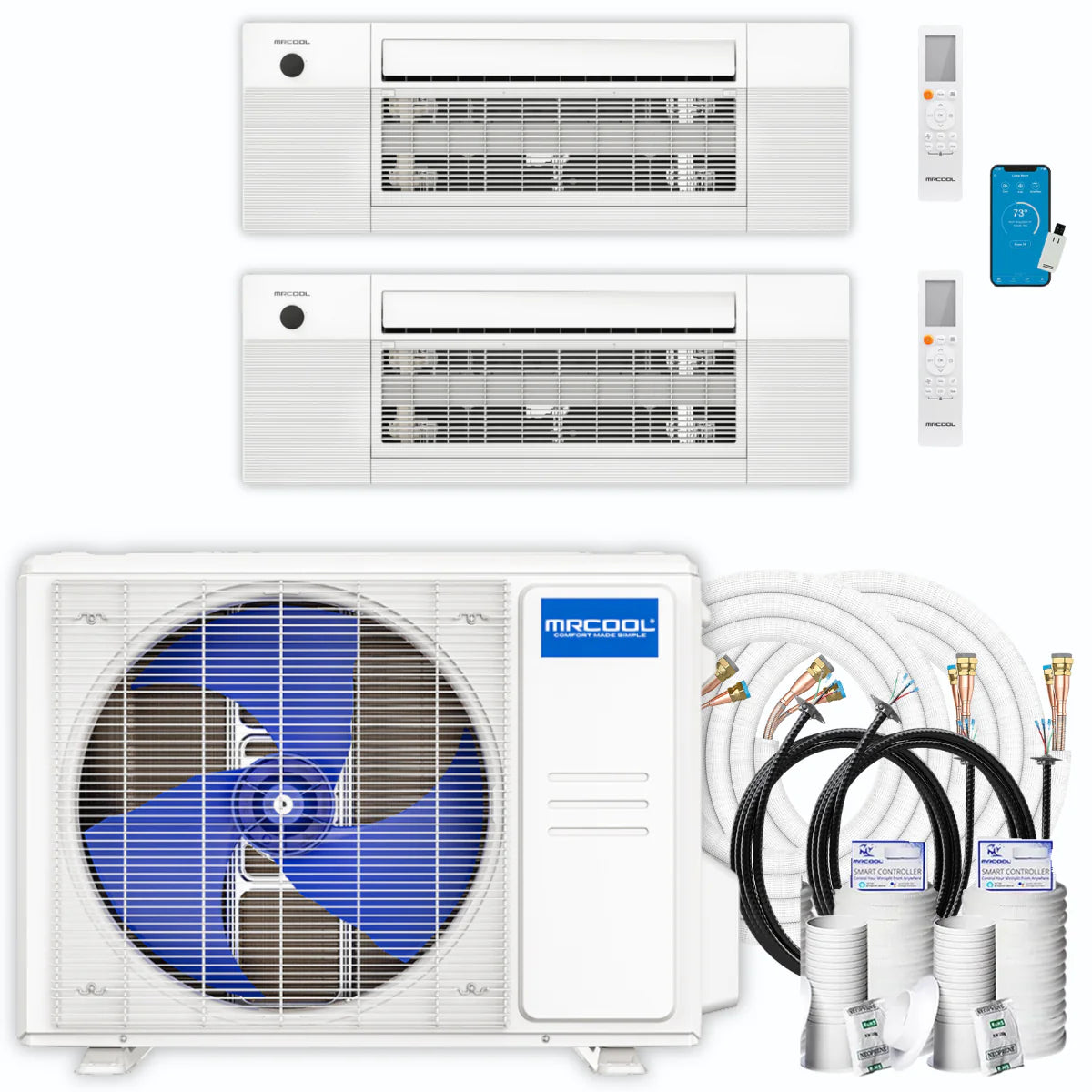 30,000 BTU 2 Zone Ceiling Cassette Ductless Air Conditioner and Heat Pump I48379