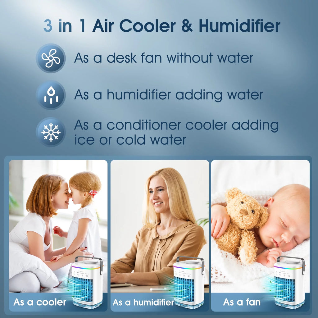 Portable 700ml Mini Evaporative Air Cooler Desk Fan with 4 Speeds W418