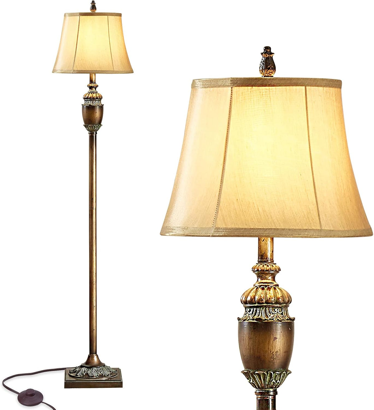 Traditional Floor Lamp with Fabric Lampshade P486422