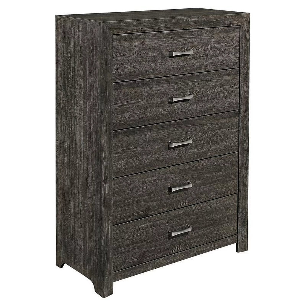 5 Drawer Contemporary Wood Chest in Dark Gray P7422
