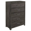 5 Drawer Contemporary Wood Chest in Dark Gray P7422