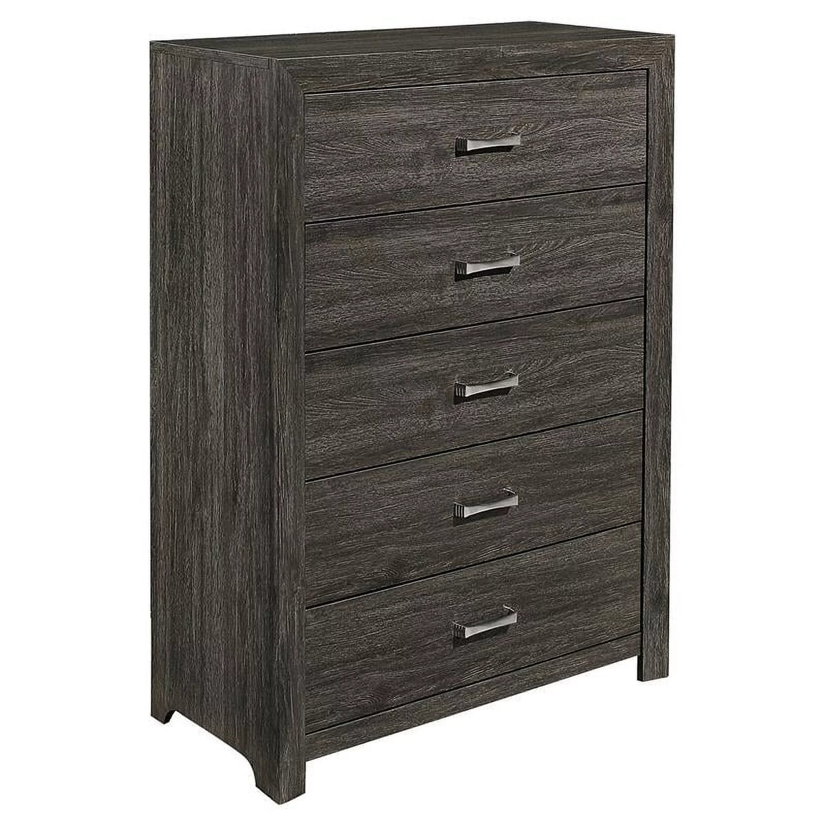 5 Drawer Contemporary Wood Chest in Dark Gray P7422