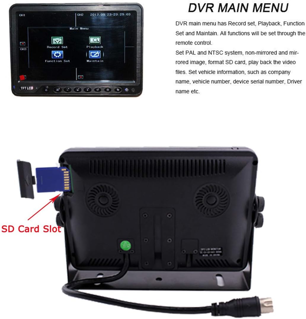 9 inch DVR Monitor with Quad Split Screen, 4 x Side Cameras + 1 x Backup Camera, HD Colour IP69K & 10G Vibration Camera System O62248