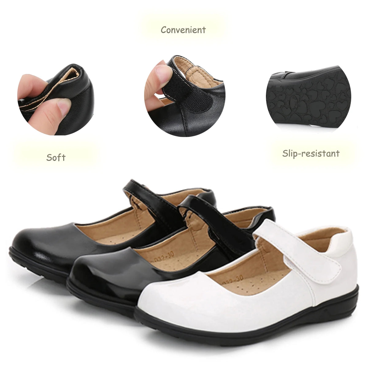 Black Mary Jane Flats School Uniform Dress Shoes M872