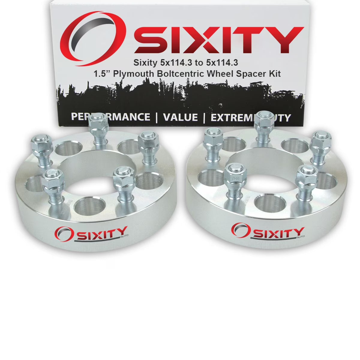 2 pc 1.5" 5x114.3 Wheel Spacers with 1/2-20tpi 1.25in Studs Lugs Z490831