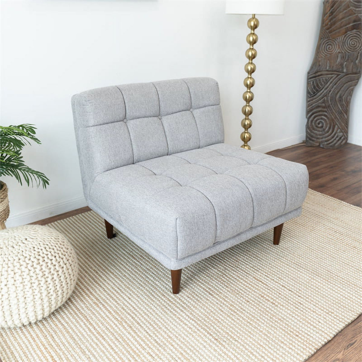 Armless Light Gray Fabric Lounge Chair C919305