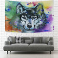 Rainbow Dogs Paw Footprints Black Tapestry Wall Hanging 60"x51" O377099