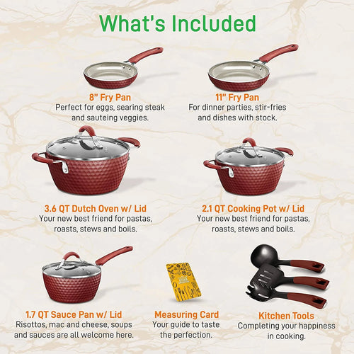 11 Pcs Non-Stick Kitchen Cookware Set T8366