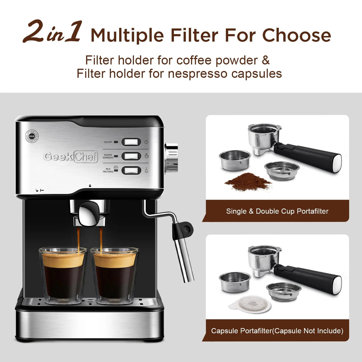 20 Bar Espresso and Cappuccino Maker 950W 1.5L G969
