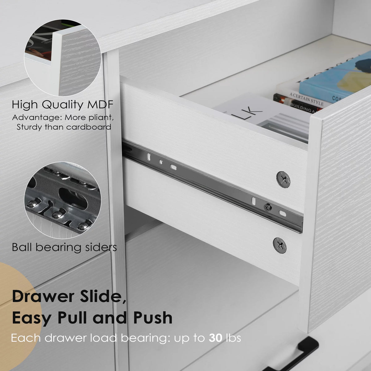 White 6 Drawer Wooden Dresser F441