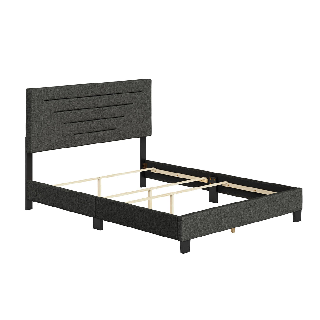 Charcoal Full Linen Bed Frame X38587