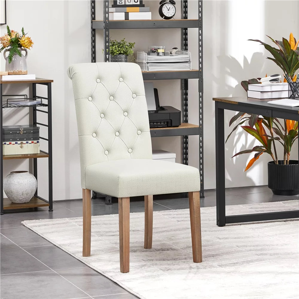 Beige Fabric Upholstered Dining Chair, 2 Piece D148057