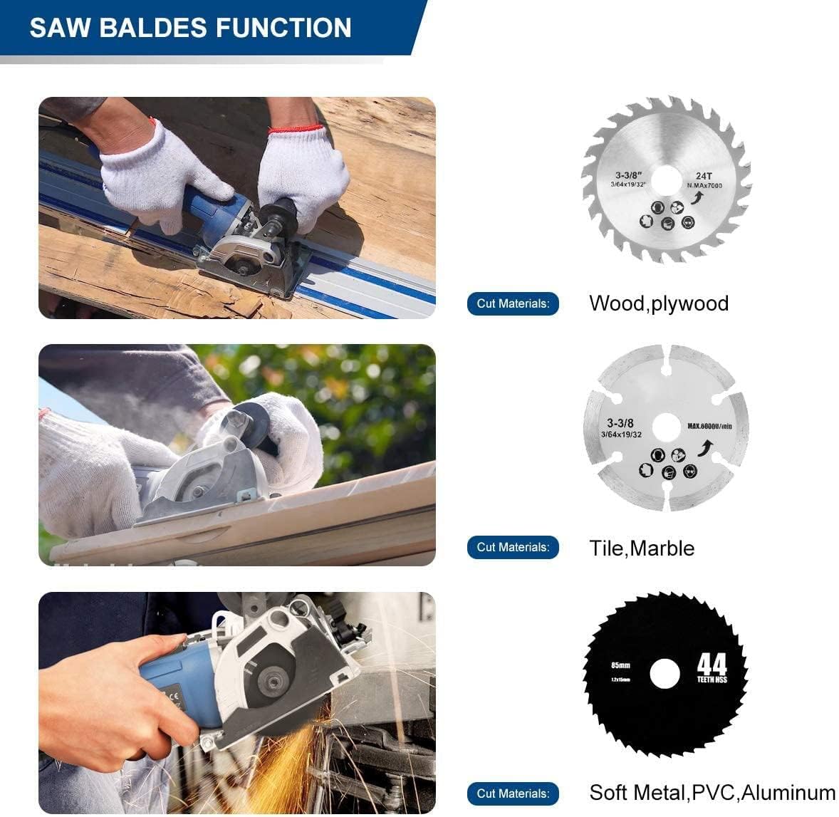 Mini Circular Saw with 2 x 15" Guide Rails, 3 Saw Blades, Pack of 2 D320038