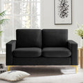 Orange Velvet Loveseat With Gold Metal Legs Square Armrest Small Sofa Couch U126969