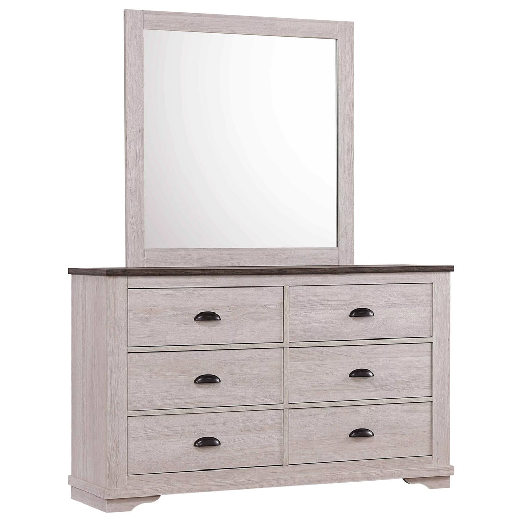 5pc King Size Bed Dresser Mirror Nightstand Set Chalk Gray A829471