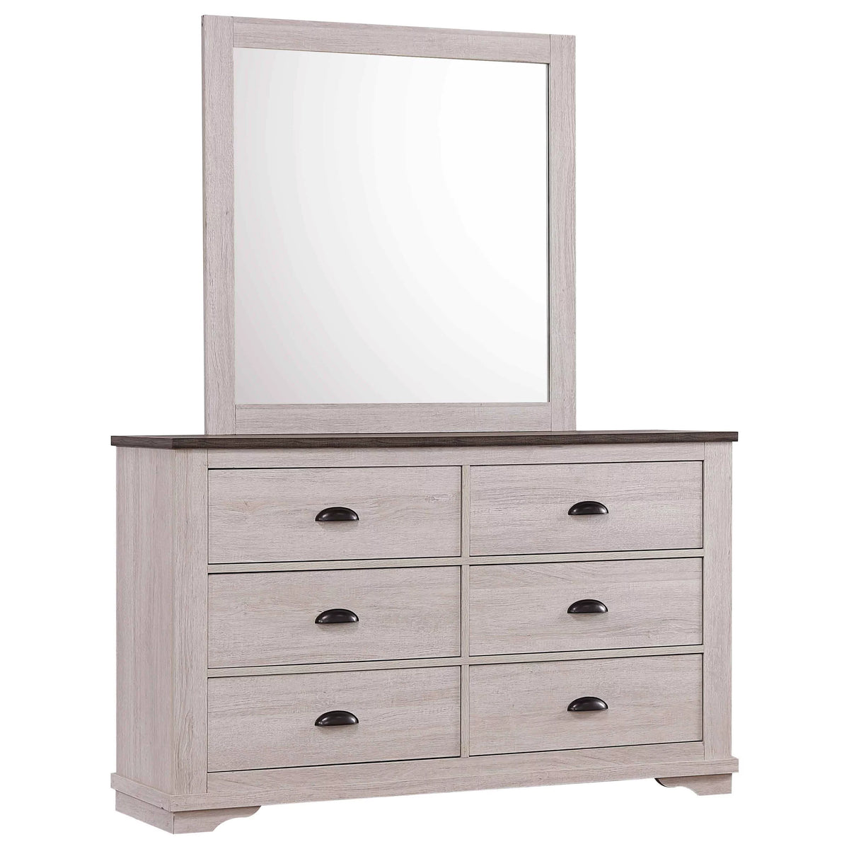 5pc King Size Bed Dresser Mirror Nightstand Set Chalk Gray A829471