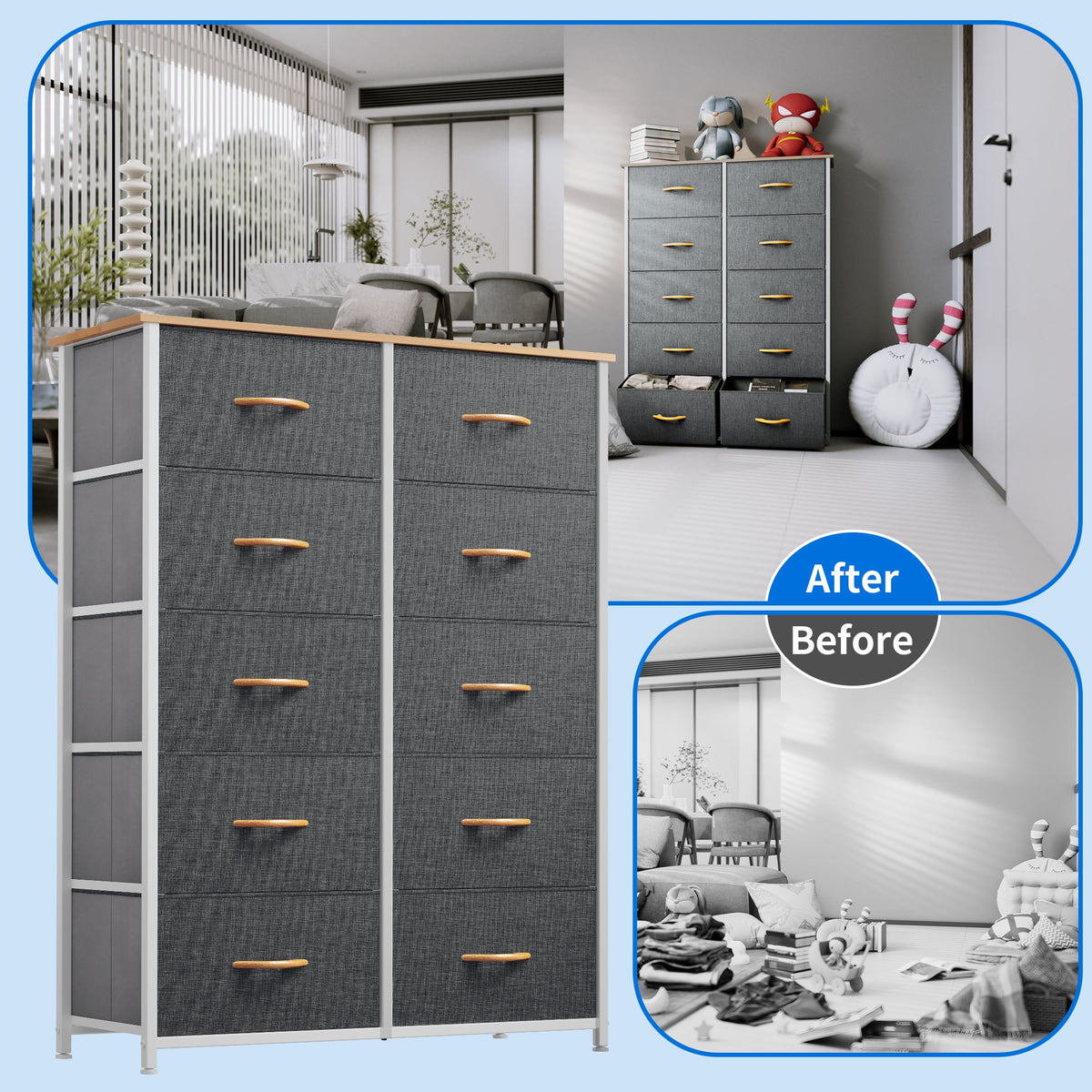 10 Drawer Fabric Storage Dresser B154
