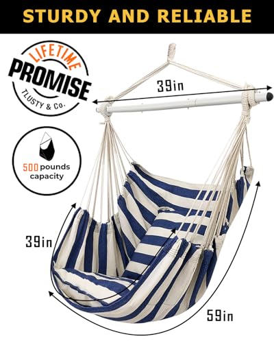 Hammock Chair Swing with Anti-Slip Steel Spread Bar and 2 Cushions B762