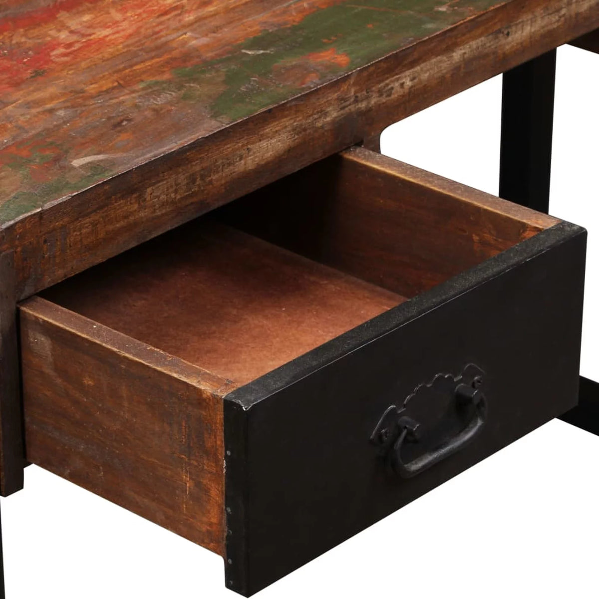 Writing Desk with 2 Storage Drawers Reclaimed Wood Steel Legs J122