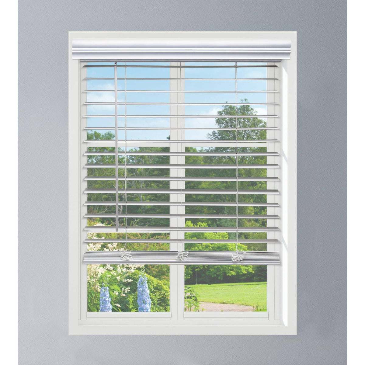 White 68.5 W x 60 H Faux Wood Blinds Q98621