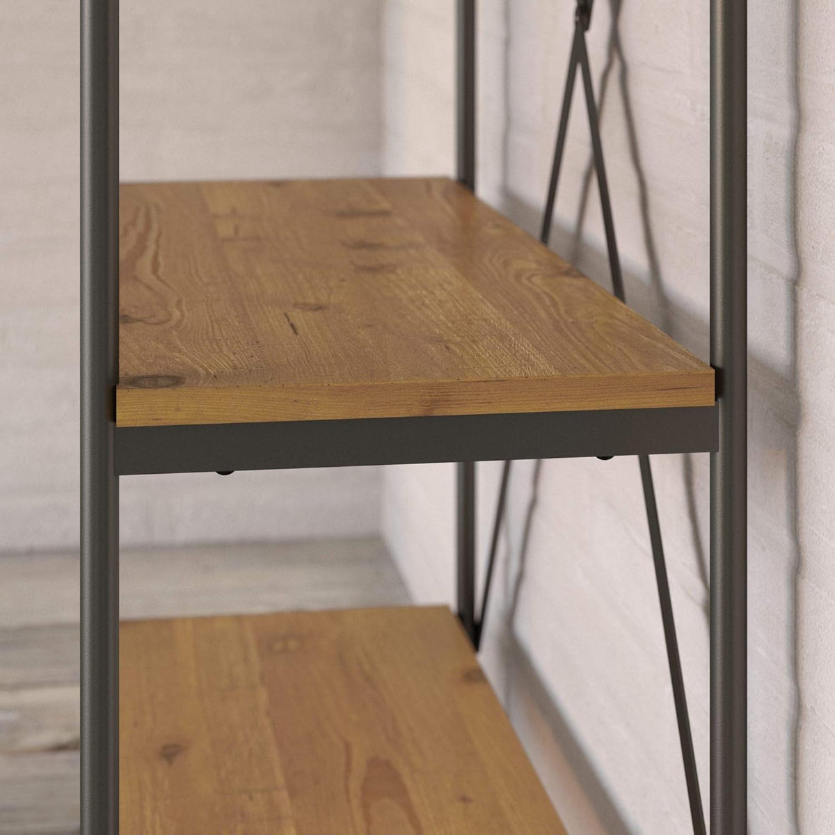 Vintage Golden Pine 5 Shelf Etagere Bookcase D2098