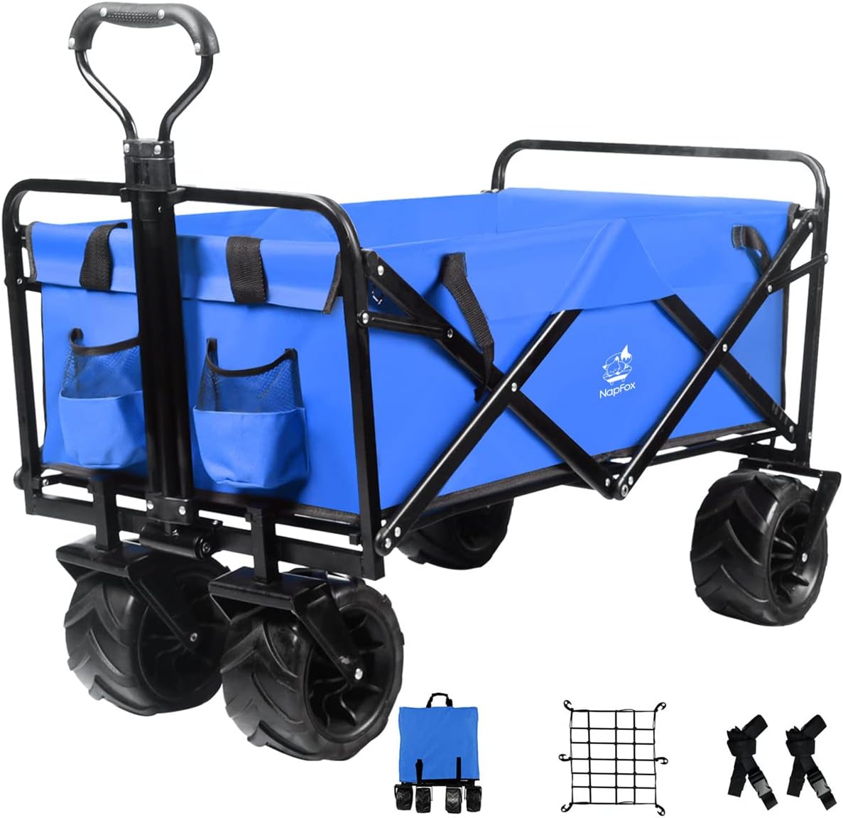 Black Heavy Duty Folding Utility Cart with Universal Wheels Adjustable Handle I72914