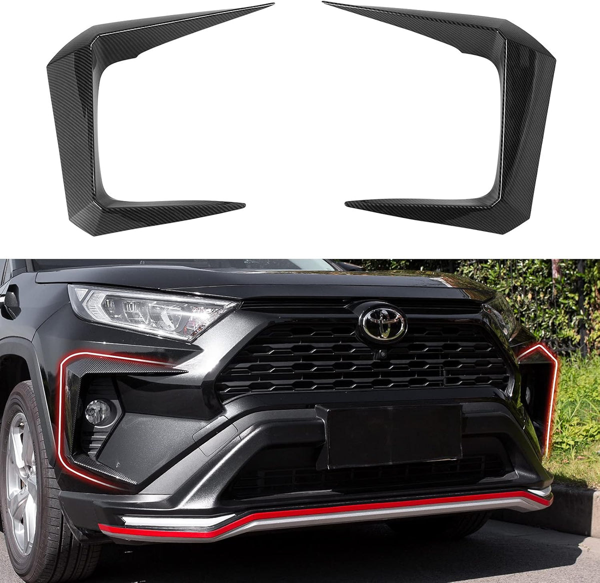 Carbon Fiber Fog Light Cover Trim for Toyota RAV4 Pack of 2 A390750