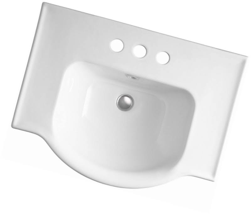 White 24 In. Pedestal Bathroom Sink with 4 In. Centerset Faucet Holes S6427